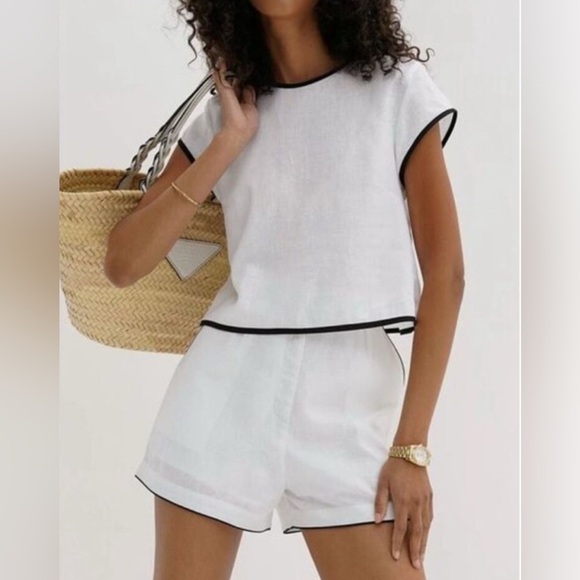 NWT Commense Chic White Cotton Two-Piece Set
Crop Top and Shorts Casual SZ XL - Picture 2 of 6